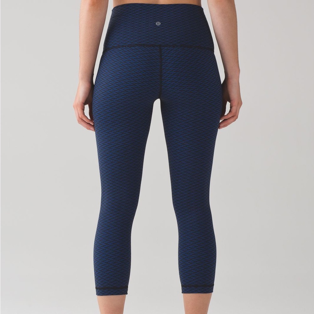 Lululemon Wunder Under Crop Leggings Blue Black High Rise